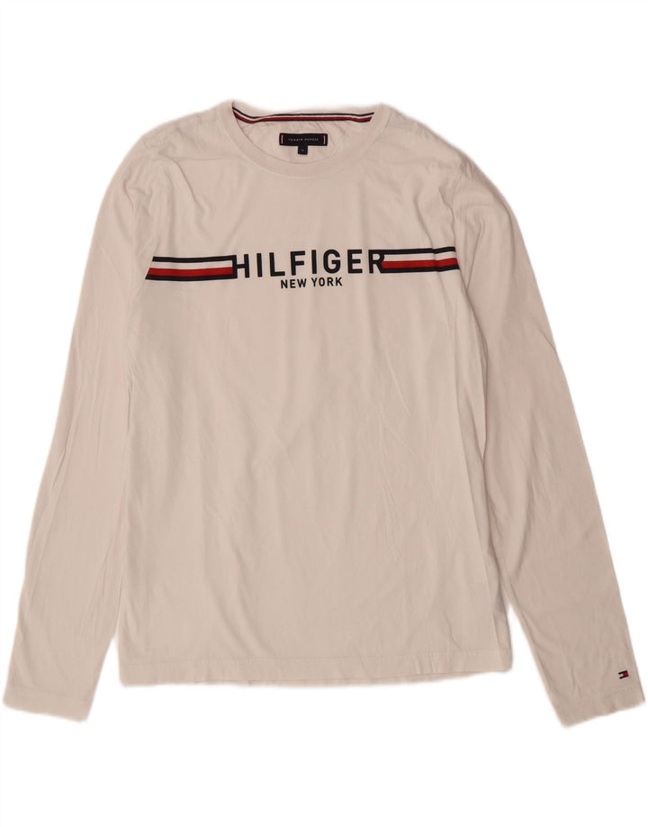 TOMMY HILFIGER Мужской топ с рисунком с длинным рукавом среднего размера в белую полоску