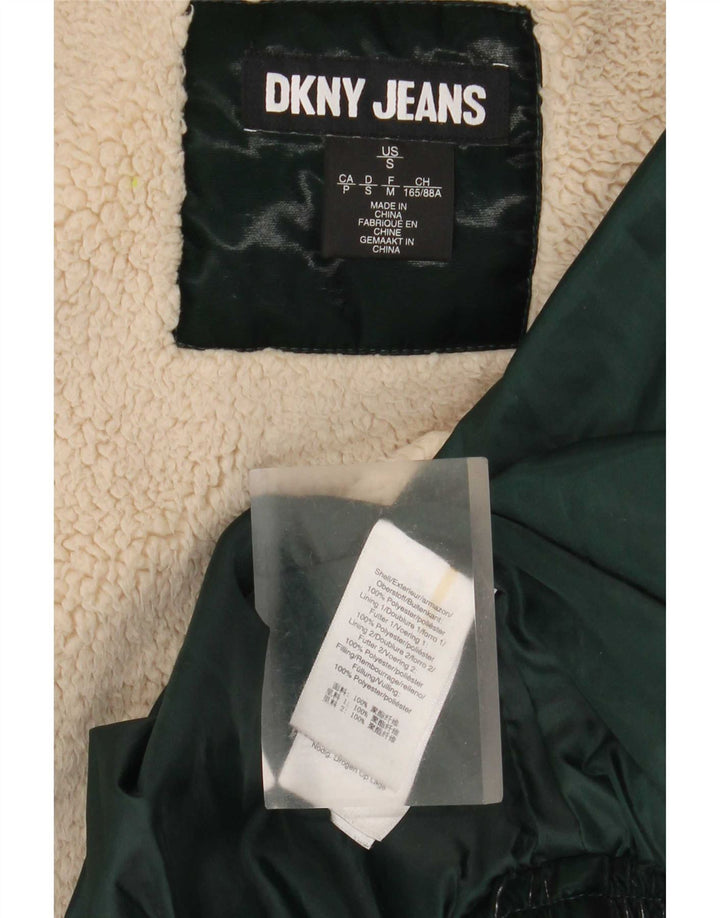 Женская утепленная куртка оверсайз с капюшоном Dkny UK 10, маленький зеленый полиэстер