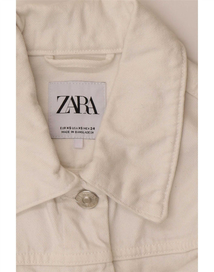 Женская укороченная джинсовая куртка оверсайз Zara UK 6 XS, белый хлопок