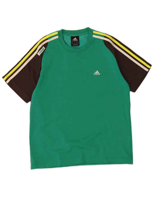 Мужская футболка Adidas Top среднего зеленого цвета из хлопка с цветными блоками