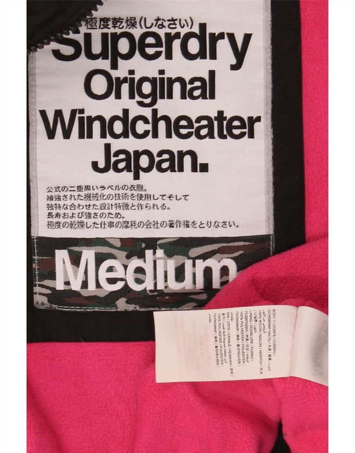 SUPERDRY Женская ветровка с капюшоном UK 14 Средний Черный