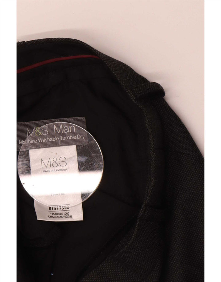 Мужские прямые костюмные брюки Marks & Spencer W40 L31, серый полиэстер