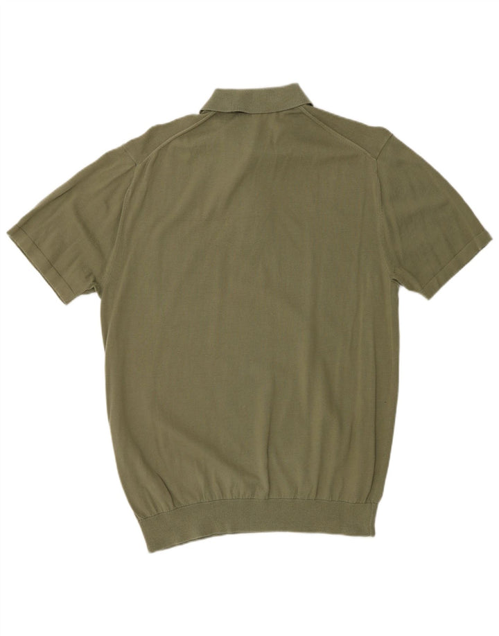 FRENCH CONNECTION Мужской джемпер с короткими рукавами и воротником-поло, свитер среднего цвета хаки