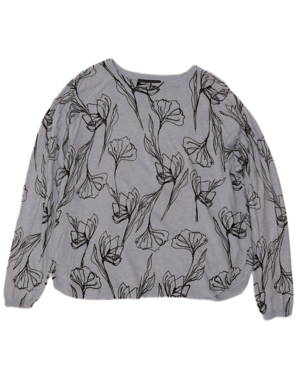 Женский джемпер с вырезом лодочкой MARKS & SPENCER, Великобритания, 18 XL, синий с цветочным принтом