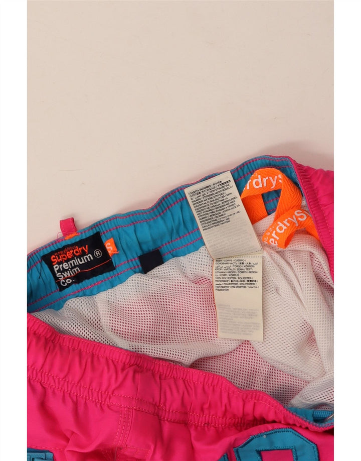 SUPERDRY Женские шорты для плавания с рисунком UK 10, маленькие розовые, полиэстер