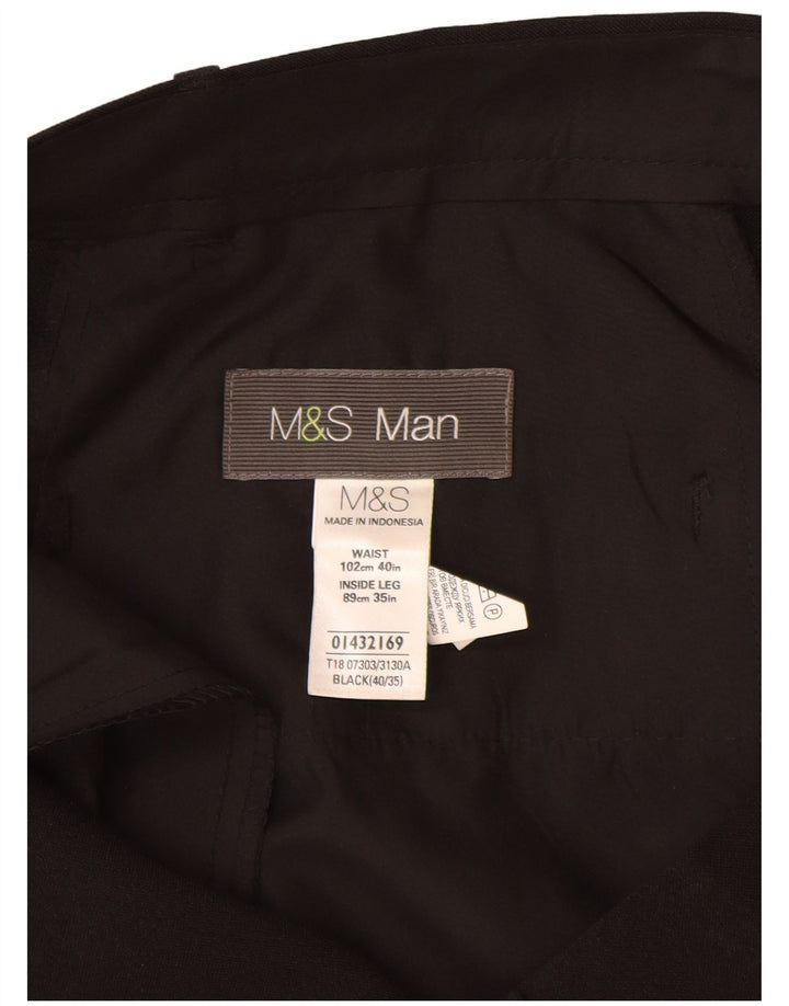 Мужские прямые брюки-чиносы Marks & Spencer W40 L35 черные из полиэстера