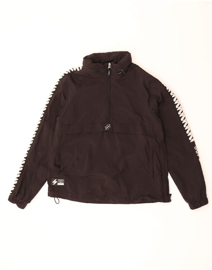 SUPERDRY Womens Graphic Anorak Jacket UK 12 Medium Black Polyester