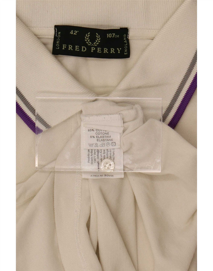 Мужская рубашка поло Fred Perry среднего размера, белый хлопок