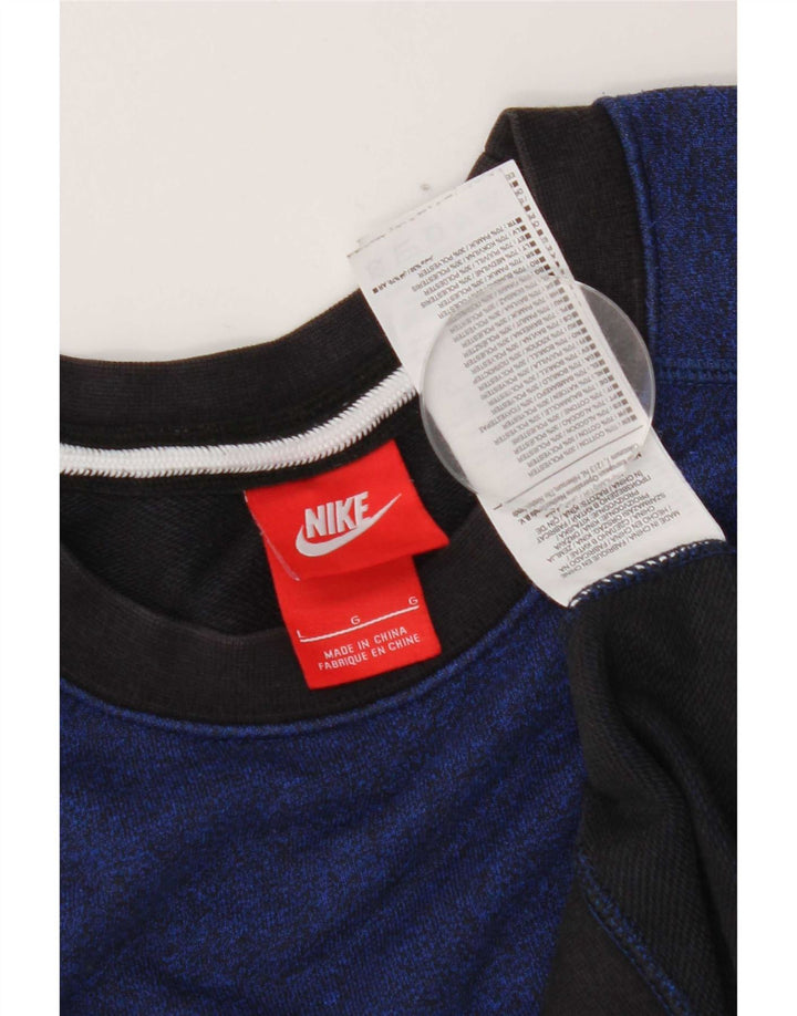 Мужской свитшот Nike, большой синий хлопковый джемпер с цветными блоками