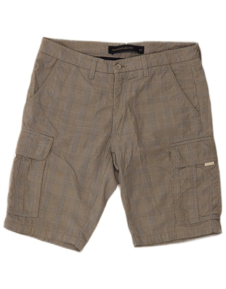 Harmont & Blaine Мужские шорты карго IT 48 Medium W30 Серые клетчатые хлопковые