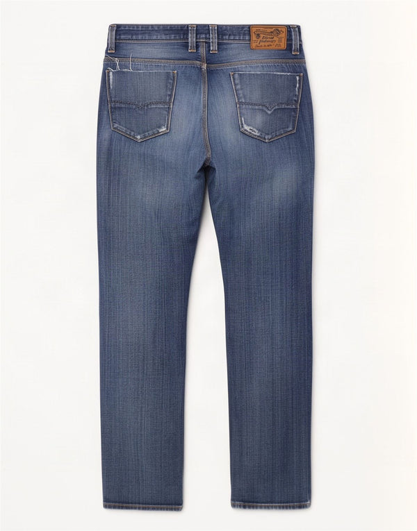 Diesel Mens Keever Straight Jeans W32 L32 Blue Cotton