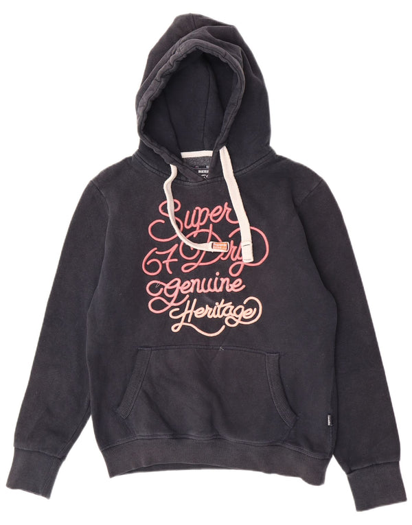 Женский джемпер с капюшоном Superdry UK 14, темно-синий, хлопок, большой размер