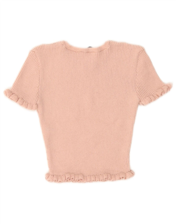 Женская укороченная блузка Zara UK 10, маленький розовый полиэстер