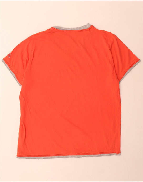 Kappa Mens Graphic T-Shirt Top XL Orange Colourblock Cotton