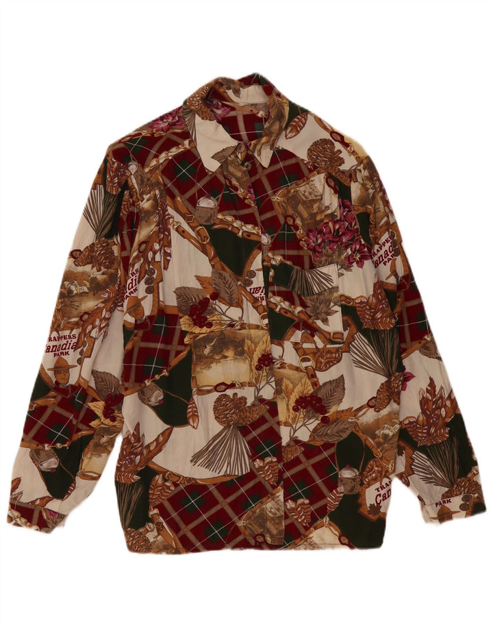 ВИНТАЖНАЯ женская блузка-рубашка с абстрактным узором, Великобритания, 18 XL, разноцветная