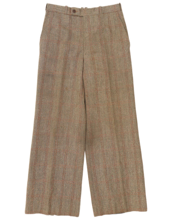 Винтажные женские широкие брюки чинос W28 L28 серого цвета в клетку