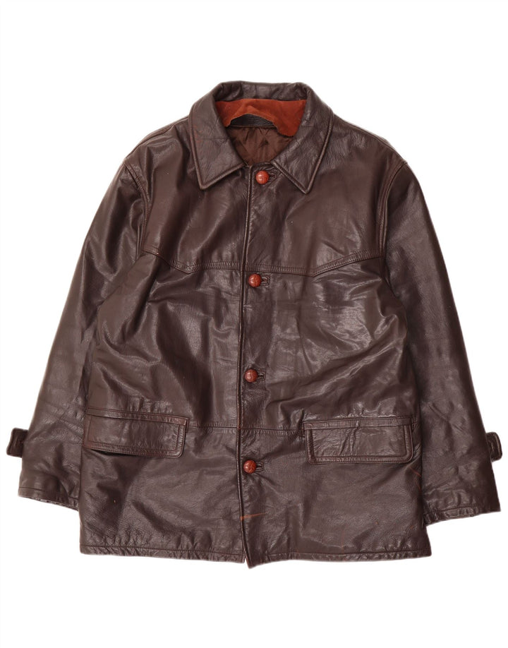 Винтажная мужская кожаная куртка IT 48 Medium Brown Leather