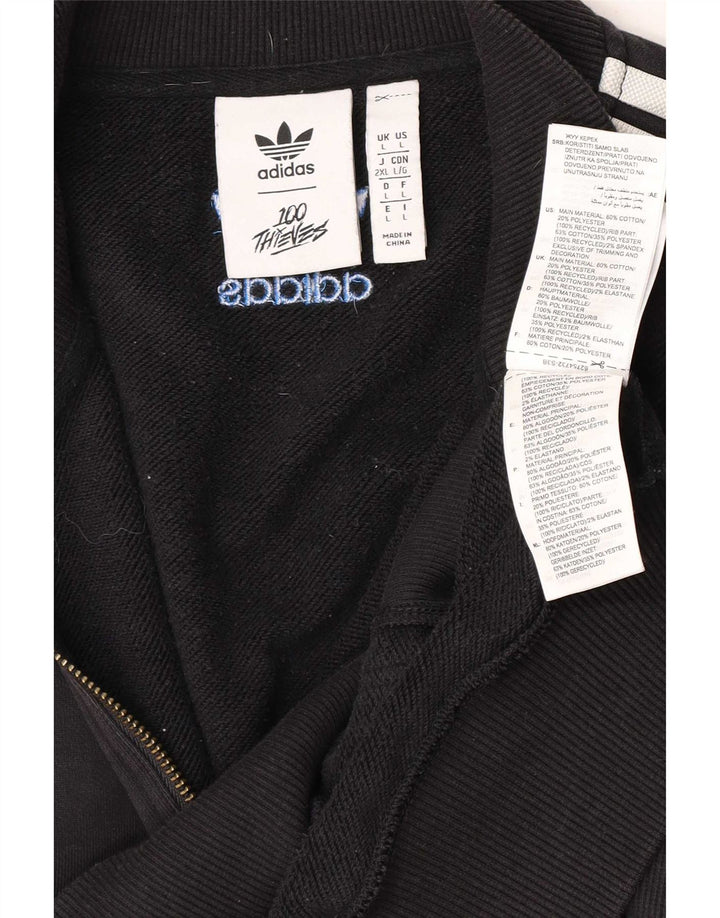 Мужской свитер Adidas с воротником на молнии, большой черный хлопковый джемпер