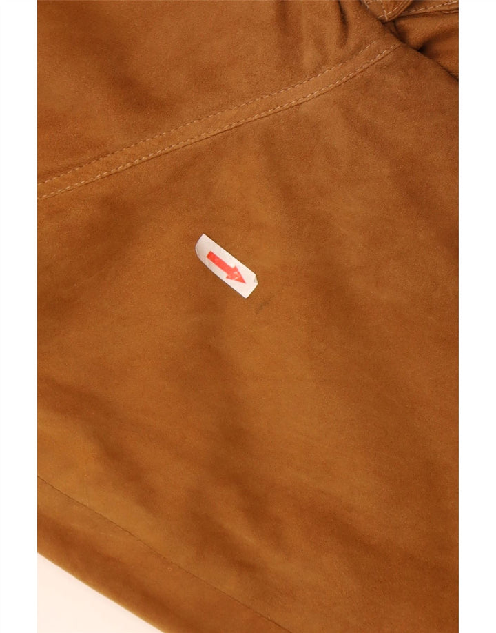 Винтажная мужская замшевая куртка-бомбер UK 40, большая коричневая