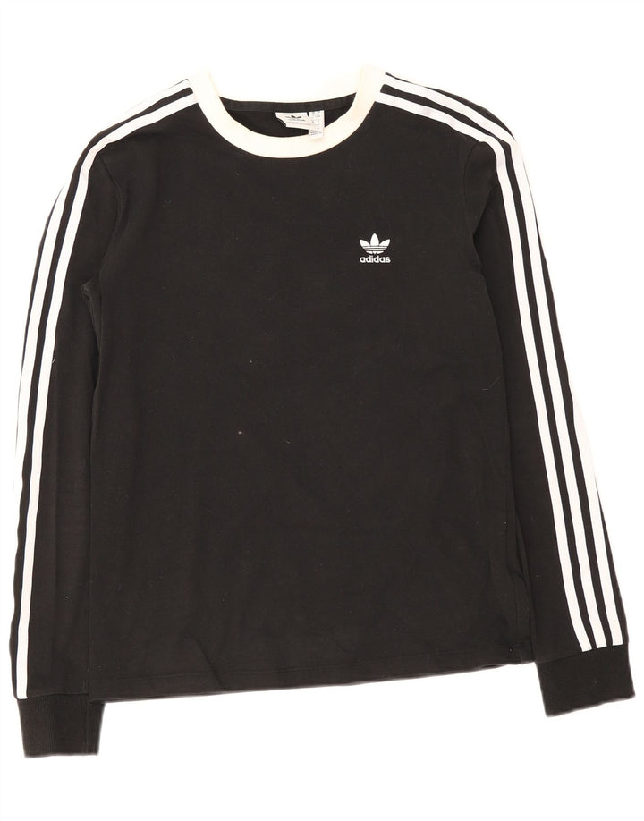 Женский топ Adidas с длинным рукавом UK 8, маленький черный хлопок