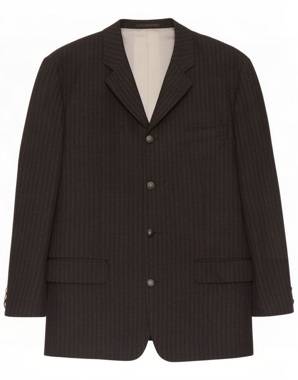 Mexx Mens 4 Button Blazer Jacket IT 50 Large Black Striped Wool