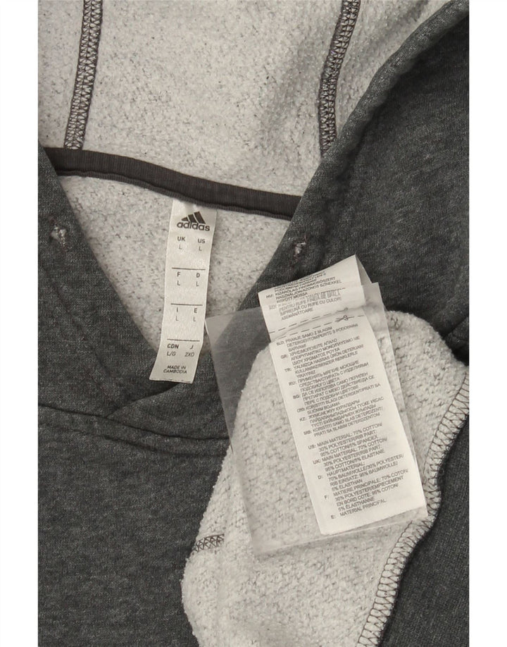 Мужской джемпер с капюшоном ADIDAS, большой размер, серый хлопок