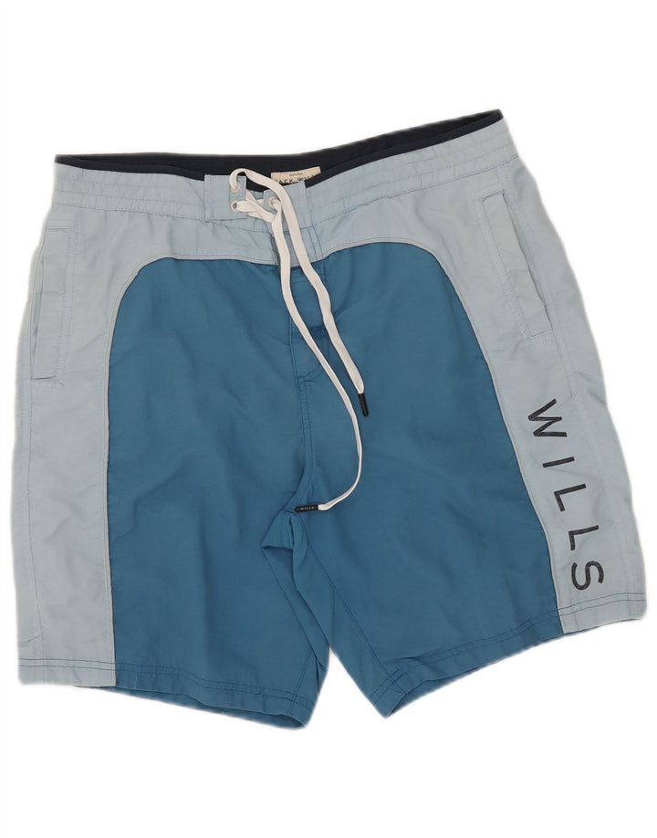 Jack Wills Мужские шорты для плавания с рисунком, средние синие с цветными блоками