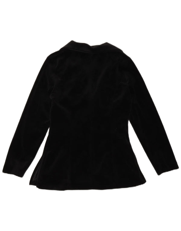 ВИНТАЖНЫЙ женский бархатный пиджак на 1 пуговице, Великобритания 12, средний черный