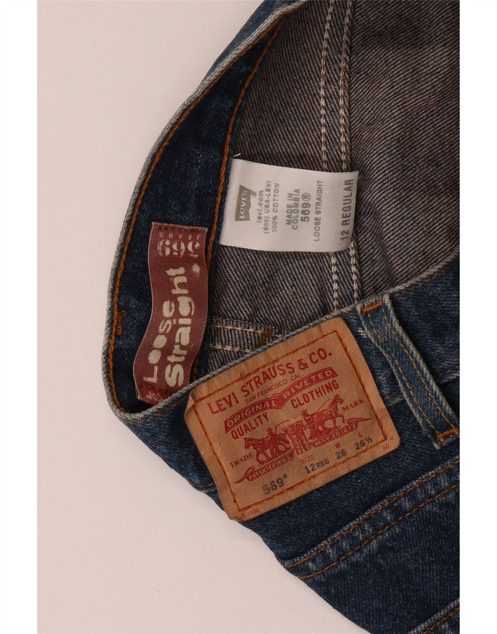 Прямые джинсы свободного кроя LEVI'S Boys 569 11-12 лет W26 L26, синий хлопок