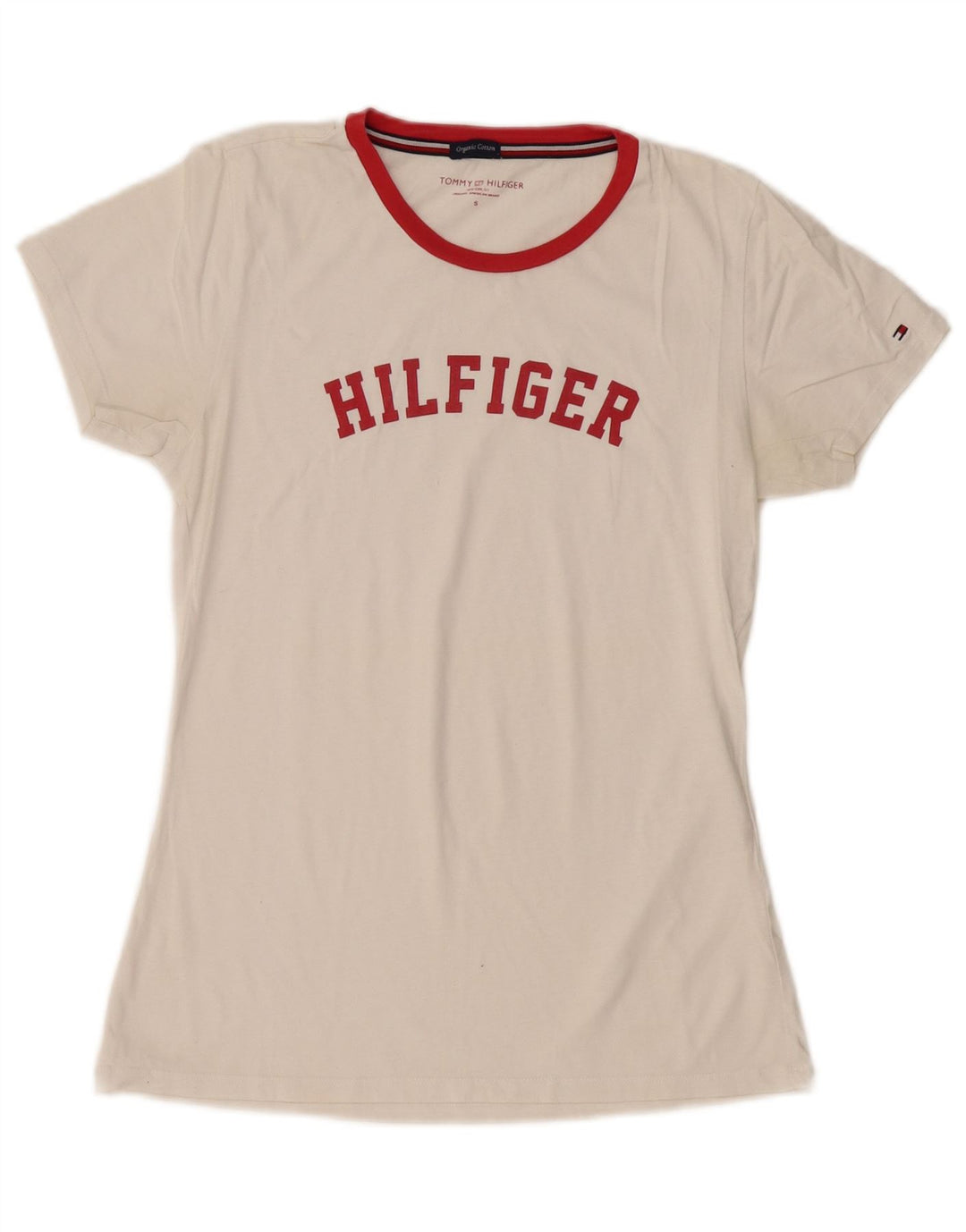 Женская футболка с рисунком Tommy Hilfiger Top UK 10, маленькая, белый хлопок
