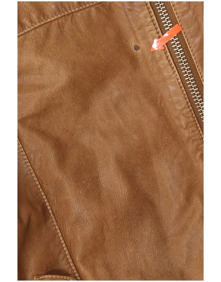 Мужская кожаная куртка Trussardi Jeans UK 38 средний коричневый кожаный