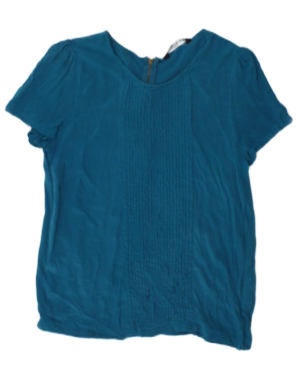 Zara Womens Blouse Top UK 10 Small Blue Silk
