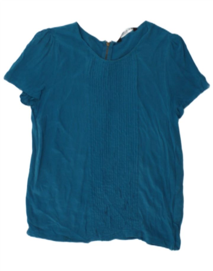 Женская блузка Zara Top UK 10, маленькая, синяя, шелковая