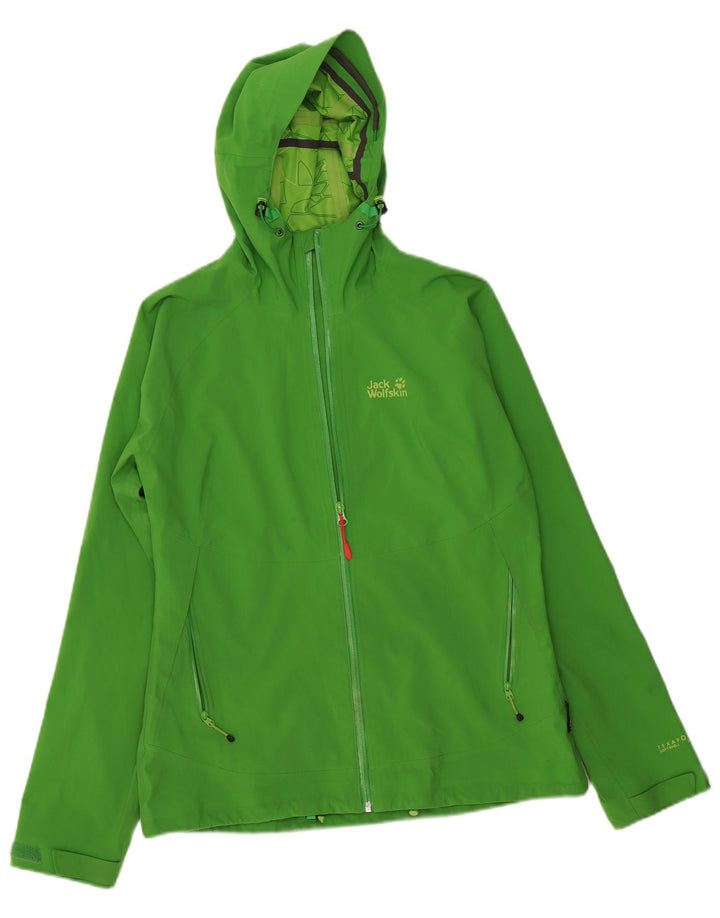 Женская дождевик с капюшоном Jack Wolfskin UK 12/14, средний зеленый полиэстер