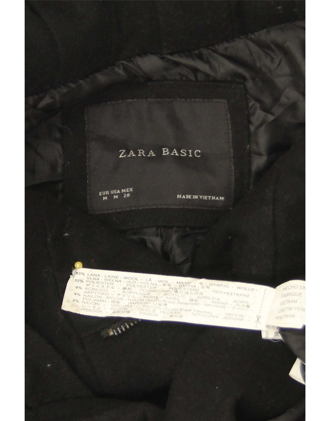 Женский тренч Zara UK 12, средний черный, шерсть