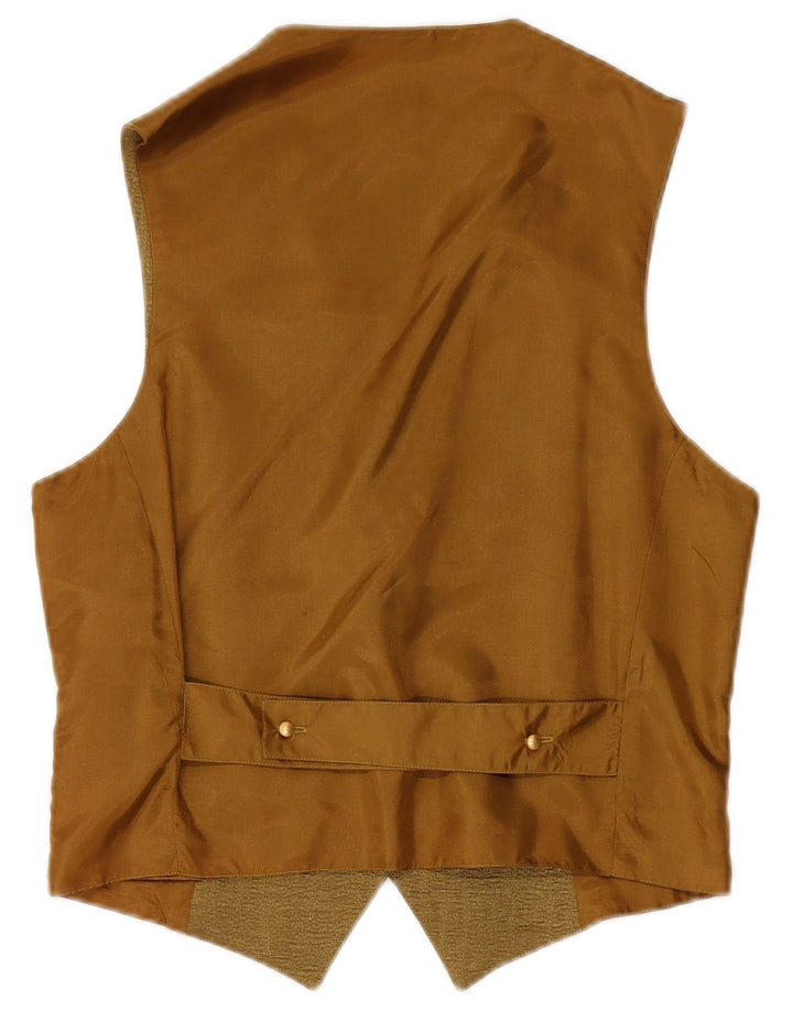 ВИНТАЖНЫЙ женский жилет UK 14, средний цвет хаки, полиэстер с цветочным принтом