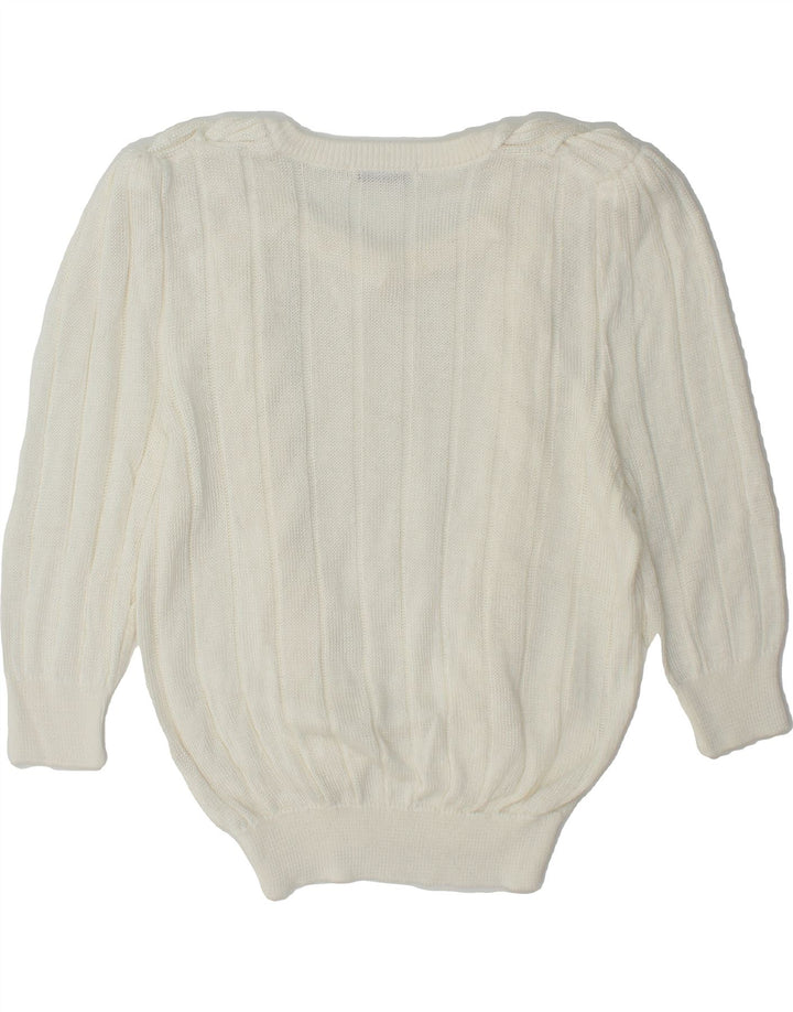 VINTAGE Womens Boat Neck Jumper Sweater IT 42 Medium White Polyacrylic Vintage Vintage and Second-Hand Vintage from Messina Hembry 