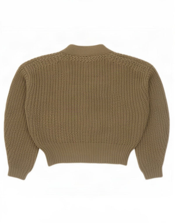 Женский укороченный кардиган оверсайз с запахом Zara UK 14, средний цвет хаки, акрил