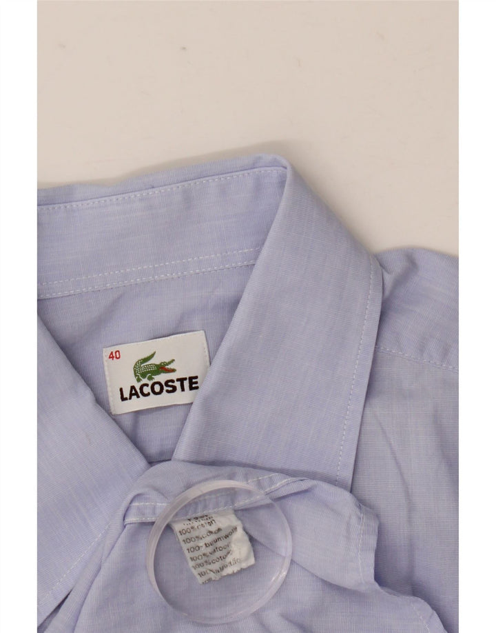Lacoste Мужская рубашка с коротким рукавом, размер 40, средний синий хлопок