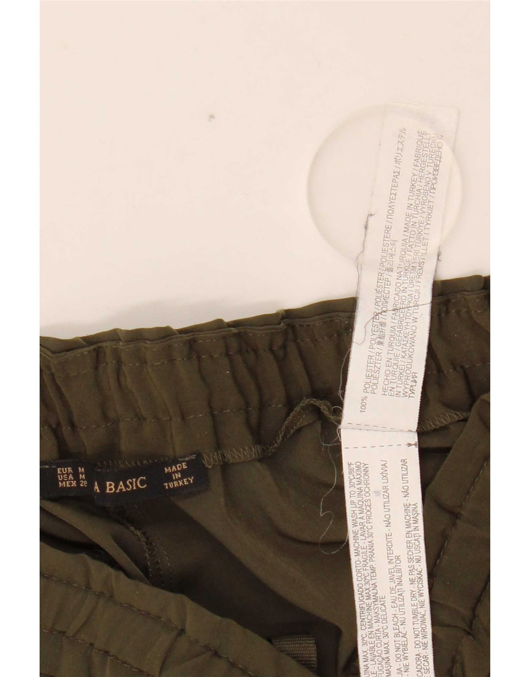 Женские повседневные зауженные брюки Zara среднего размера W28 L27, полиэстер цвета хаки