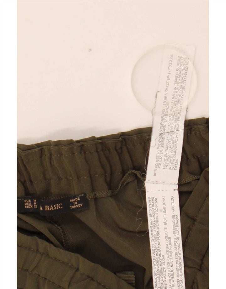 Женские повседневные зауженные брюки Zara среднего размера W28 L27, полиэстер цвета хаки