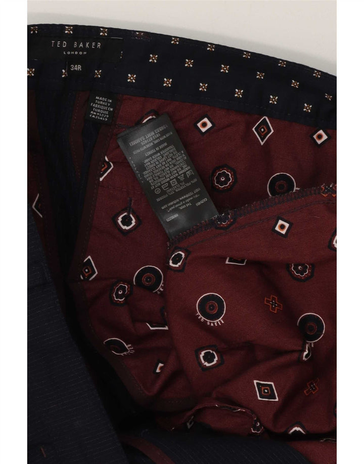 Мужские узкие брюки-чиносы Ted Baker W34 L32 темно-синие в тонкую полоску из полиэстера