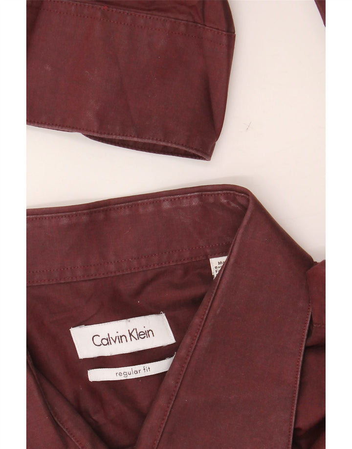 Мужская рубашка стандартного кроя CALVIN KLEIN, размер 18, 2XL, темно-бордовый хлопок