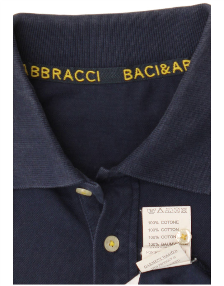 VINTAGE Mens Polo Shirt Large Navy Blue Cotton