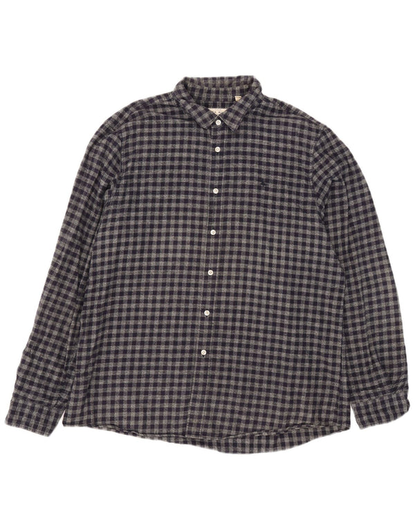 Мужская фланелевая рубашка классического кроя Jack Wills XL, темно-синяя, хлопок в мелкую клетку
