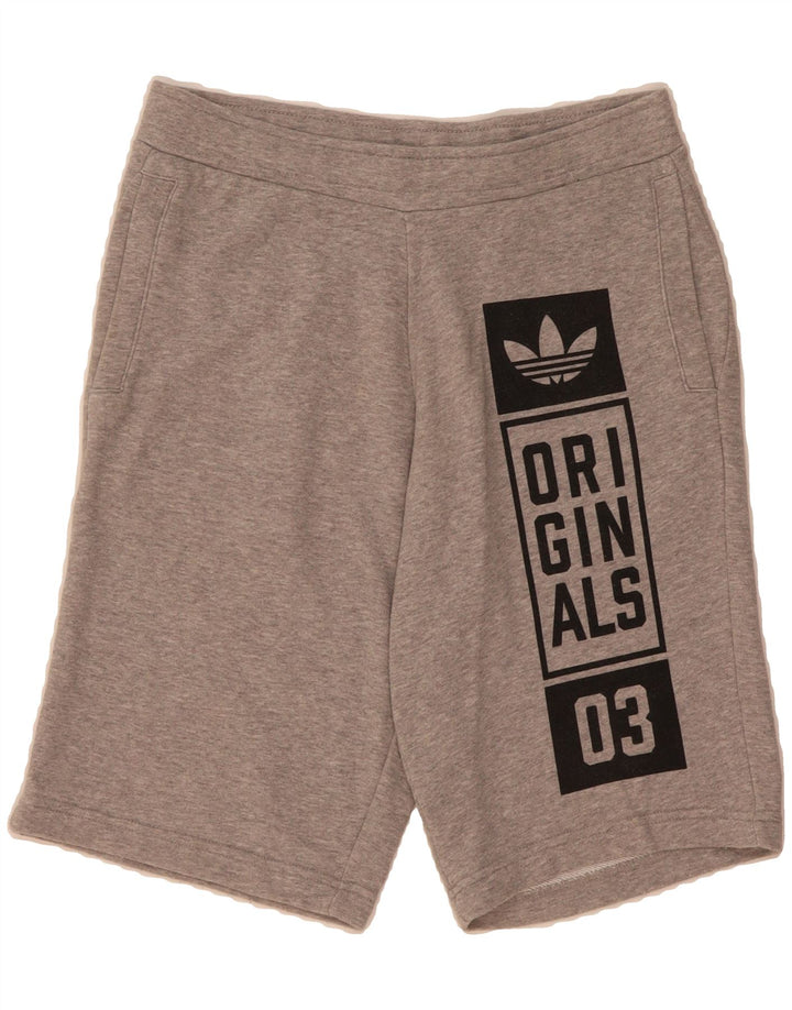 ADIDAS Mens Graphic Sport Shorts Small  Grey Cotton Vintage Adidas and Second-Hand Adidas from Messina Hembry 