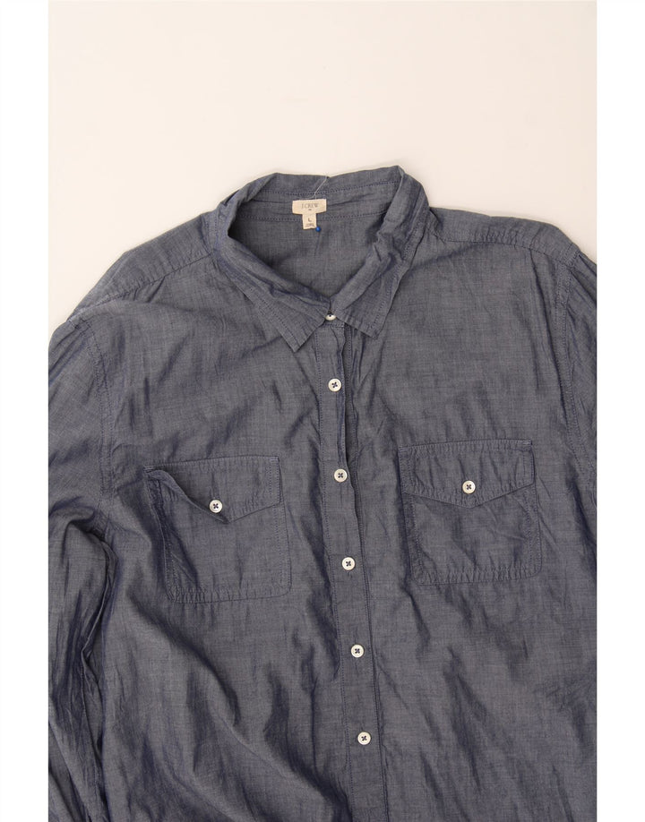 J. CREW Womens Pullover Shirt UK 16 Large Navy Blue Cotton Vintage J. Crew and Second-Hand J. Crew from Messina Hembry 