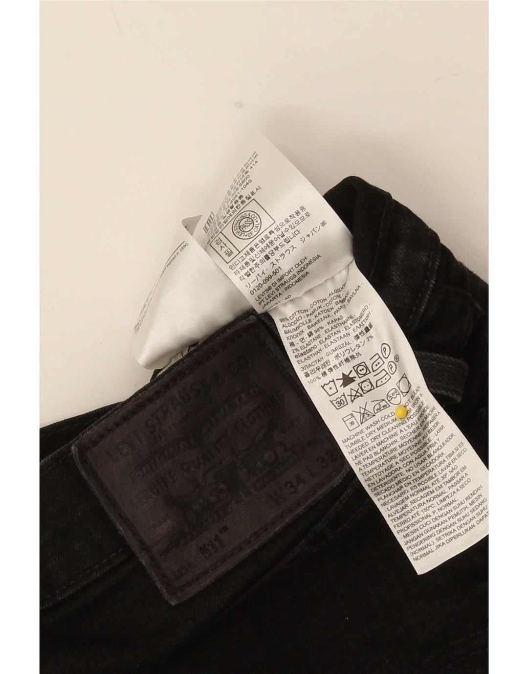 Мужские джинсы Levi's 511 Slim W34 L32, черный хлопок