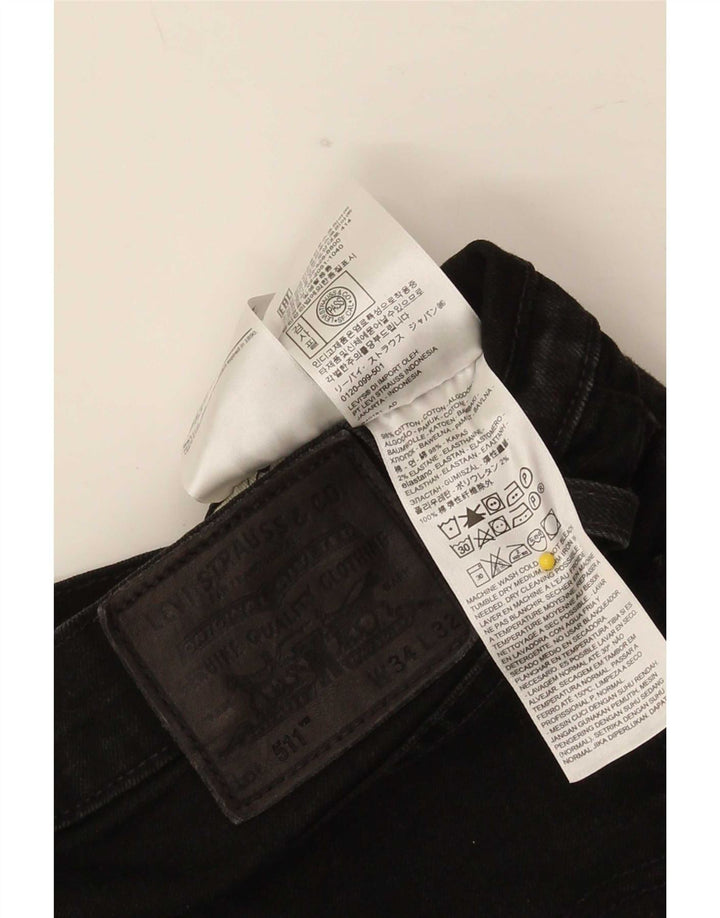 Мужские джинсы Levi's 511 Slim W34 L32, черный хлопок