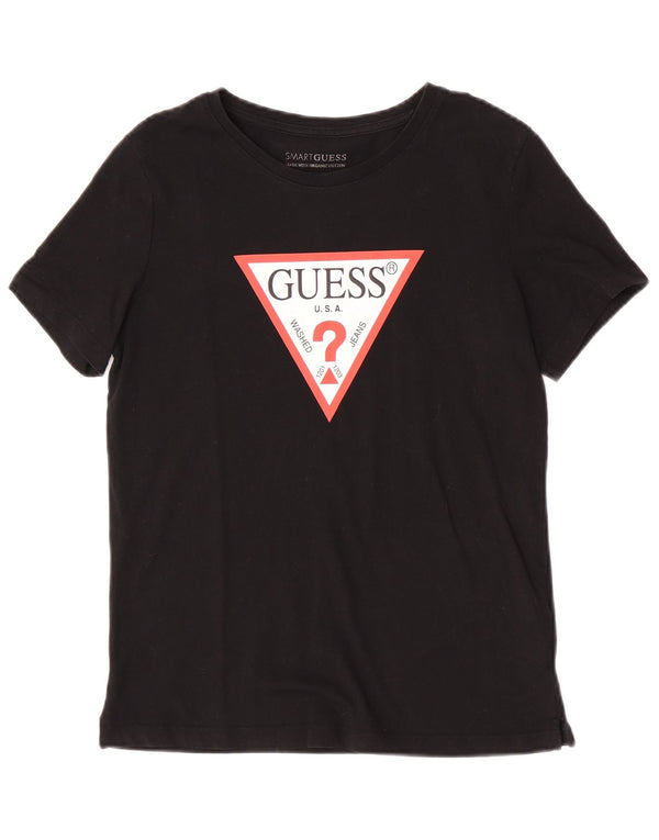 Женская футболка оверсайз с рисунком Guess UK 6 XS, черный хлопок